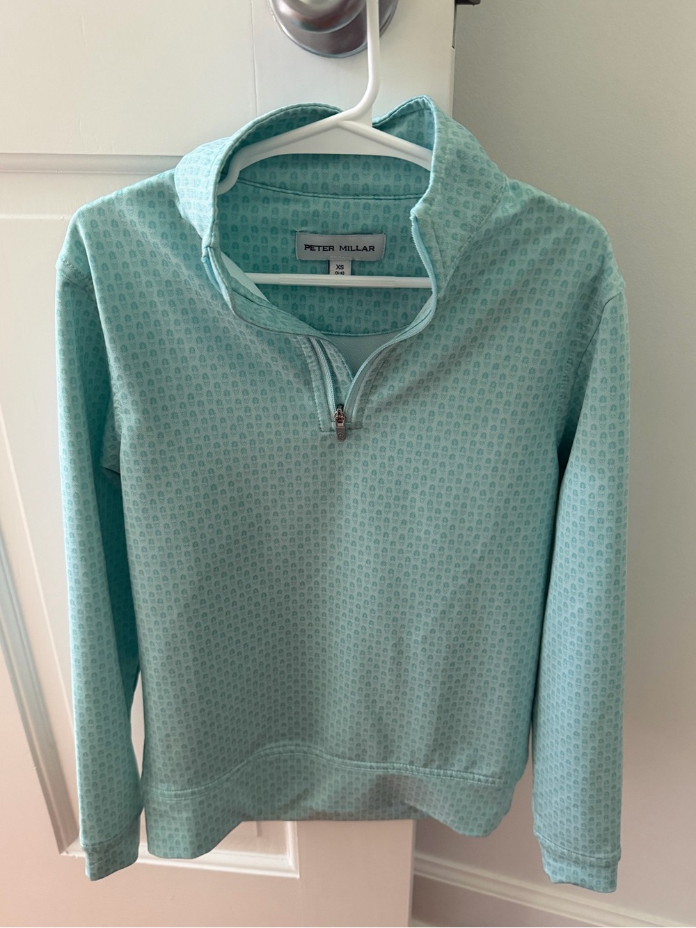 Peter Millar Mint Quilted Half-Zip Pullover